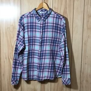 Riders by Lee Plaid Collared Long Sleeve Flannel Top XXL